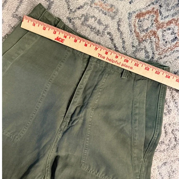 Nili Lotan 00 Slouchy Linen $380 Luna Pants Drop Crotch Cropped Army Green 0 2 4 - Picture 9 of 11